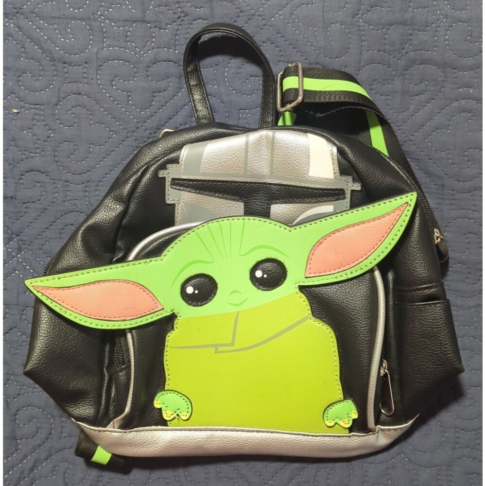 Star Wars Mandalorian Grogu Baby Yoda Mini Backpack Fast Forward Black Green Bag
